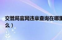 交管局官网违章查询在哪里（交管局网站违章查询官网是什么）