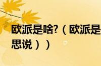 欧派是啥?（欧派是什么意思（欧派是什么意思说））