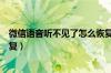 微信语音听不见了怎么恢复免提（微信语音听不见了怎么恢复）