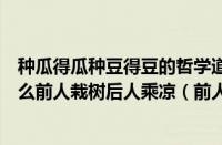 种瓜得瓜种豆得豆的哲学道理（种瓜得瓜种豆得豆意思是什么前人栽树后人乘凉（前人栽树后人乘凉意思是什么））
