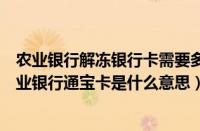 农业银行解冻银行卡需要多少天（世纪通宝农业银行卡（农业银行通宝卡是什么意思））