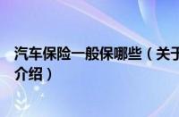 汽车保险一般保哪些（关于汽车保险一般保哪些的基本详情介绍）