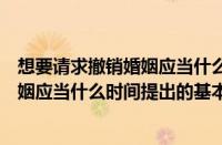 想要请求撤销婚姻应当什么时间提出（关于想要请求撤销婚姻应当什么时间提出的基本详情介绍）