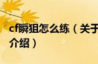 cf瞬狙怎么练（关于cf瞬狙怎么练的基本详情介绍）