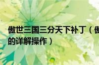 傲世三国三分天下补丁（傲世三国之三分天下简中版修改器的详解操作）