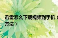 迅雷怎么下载视频到手机（迅雷下载视频到手机的具体操作方法）