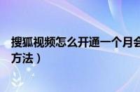 搜狐视频怎么开通一个月会员（搜狐视频开通一个月会员的方法）