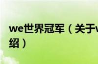 we世界冠军（关于we世界冠军的基本详情介绍）