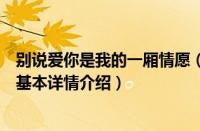别说爱你是我的一厢情愿（关于别说爱你是我的一厢情愿的基本详情介绍）