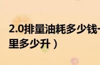 2.0排量油耗多少钱一公里（2.0排量油耗百公里多少升）