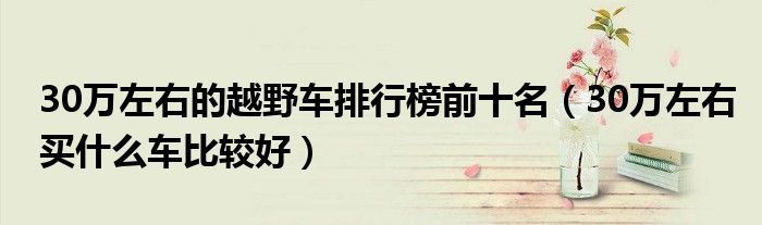 30万左右的越野车排行榜前十名（30万左右买什么
