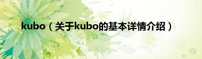 详情介绍kubo