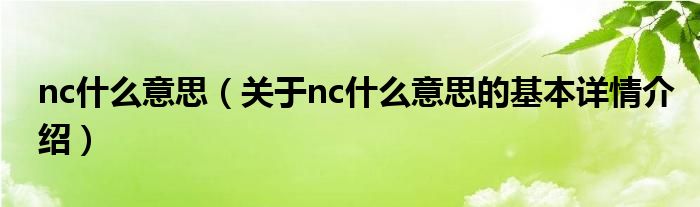 nc什么意思（关于nc什么意思的基本详情介绍）