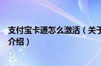 支付宝卡通怎么激活（关于支付宝卡通怎么激活的基本详情介绍）