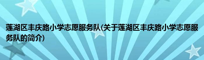 莲湖区丰庆路小学志愿服务队(关于莲湖区丰庆路小学志愿服务队的简介)