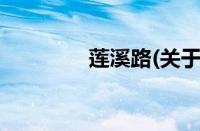 莲溪路(关于莲溪路的简介)