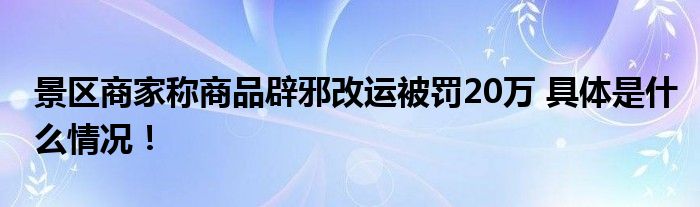 景区商家称商品辟邪改运被罚20万 具体是什么情况！