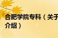 合肥学院专科（关于合肥学院专科的基本详情介绍）