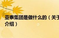 亚泰集团是做什么的（关于亚泰集团是做什么的的基本详情介绍）