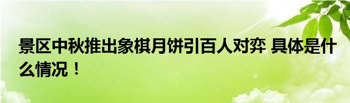 景区中秋推出象棋月饼引百人对弈 具体是什么情况！