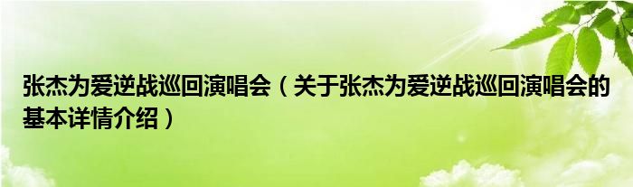 张杰为爱逆战巡回演唱会（关于张杰为爱逆战巡回演唱会的基本详情介绍）