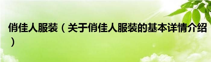 俏佳人服装（关于俏佳人服装的基本详情介绍）