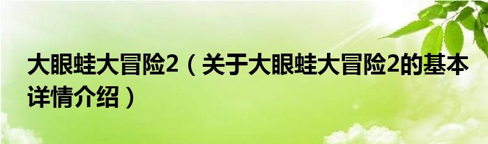 大眼蛙大冒险2（关于大眼蛙大冒险2的基本详情介绍）