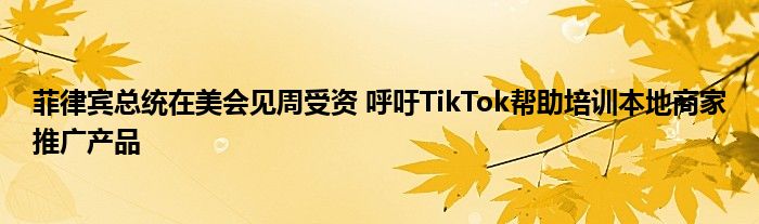 菲律宾总统在美会见周受资 呼吁TikTok帮助培训本地商家推广产品