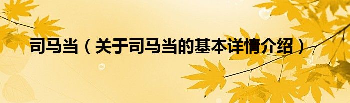 司马当（关于司马当的基本详情介绍）