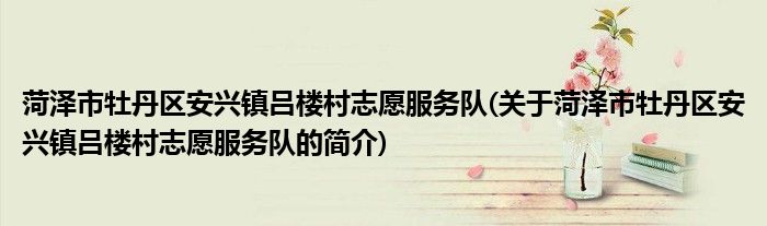 菏泽市牡丹区安兴镇吕楼村志愿服务队(关于菏泽市牡丹区安兴镇吕楼村志愿服务队的简介)