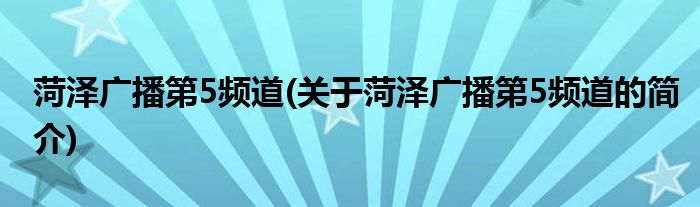 菏泽广播第5频道(关于菏泽广播第5频道的简介)