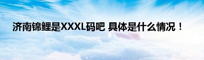 济南锦鲤是XXXL码吧 具体是什么情况！