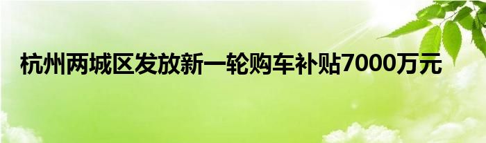 杭州两城区发放新一轮购车补贴7000万元