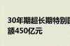 30年期超长期特别国债第一次续发行 发行总额450亿元