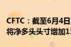 CFTC：截至6月4日当周 COMEX期金投机者将净多头头寸增加1540手