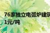 76家独立电弧炉建筑钢材钢厂平均成本为3801元/吨
