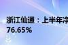 浙江仙通：上半年净利润同比预增63.63%到76.65%