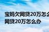 宝妈欠网贷20万怎么跟老公坦白 24岁宝妈欠网贷20万怎么办
