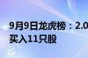 9月9日龙虎榜：2.01亿抢筹天风证券 机构净买入11只股
