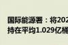 国际能源署：将2024年石油总供应量预测维持在平均1.029亿桶/天